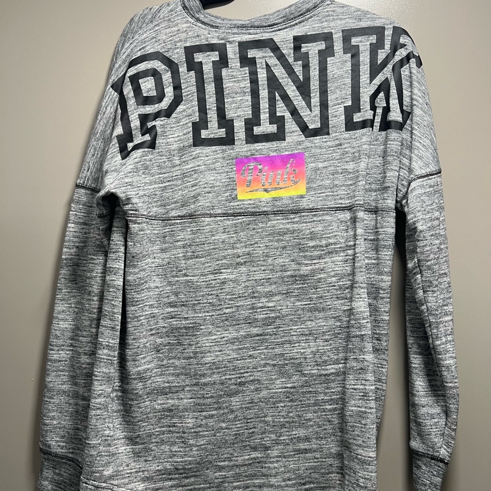 PINK Oversized Gray Long Sleeve Sweater
